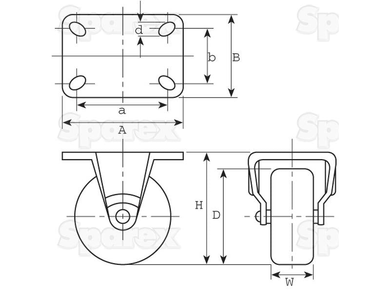 Roda borracha - Capacidade: 100kgs, Diâmetro da roda: 125mm (S.52578)