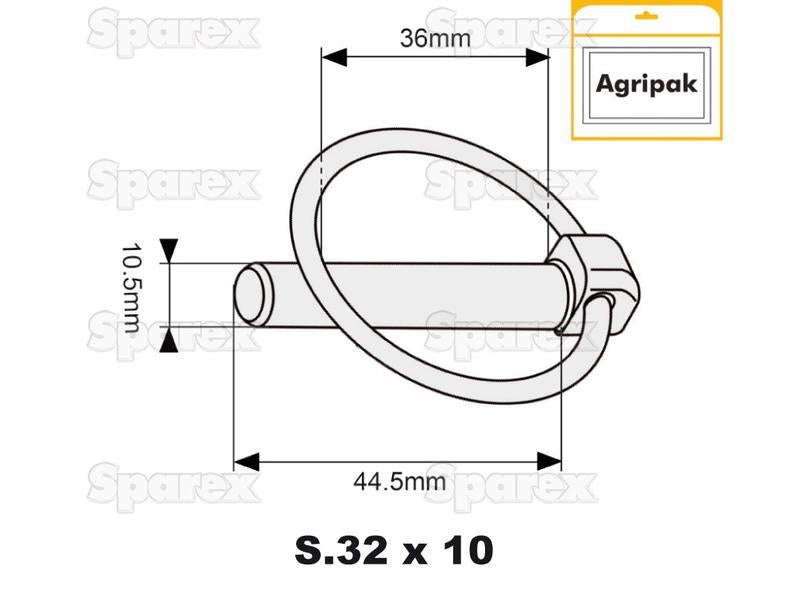 Cavilha de mola Ø10.5mm x 44.5mm (10 un Agripak) (S.5305)