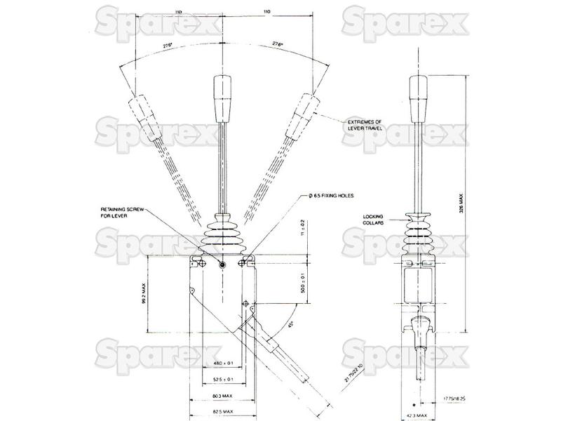 Sparex Alavanda controle remoto Manípulo Preto (S.5313)