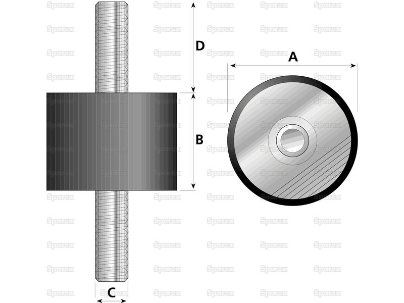 Amortecedor - macho/macho, Ø75mm. (S.55420)