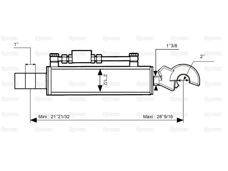 3ºs Pontos Hidraulicos (Cat.-/2) e Gancho, Diametro interno Cilindro: 63mm, Comprimento minimo : 490mm. (S.56790)