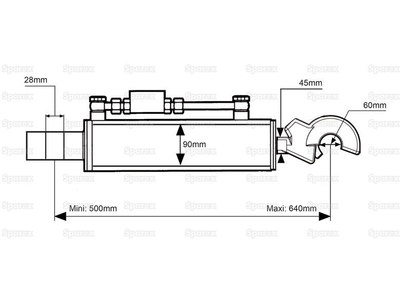 3ºs Pontos Hidraulicos (Cat.-/3) e Q.R CBM Gancho, Diametro interno Cilindro: 90mm, Comprimento minimo : 500mm. (S.56800)