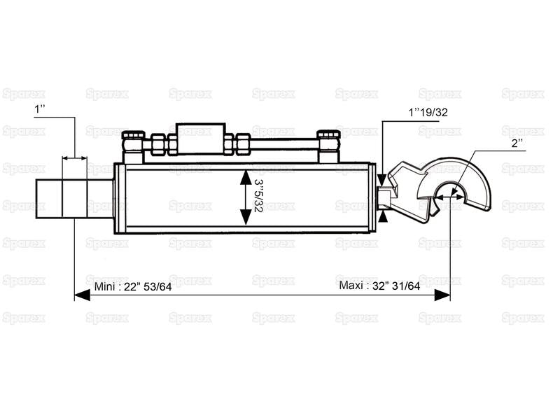 3º Ponto Hidraulico (Cat.-/2) e Q.R CBM Gancho, Diametro interno Cilindro: 80mm, Comprimento minimo : 580mm. (S.56812)