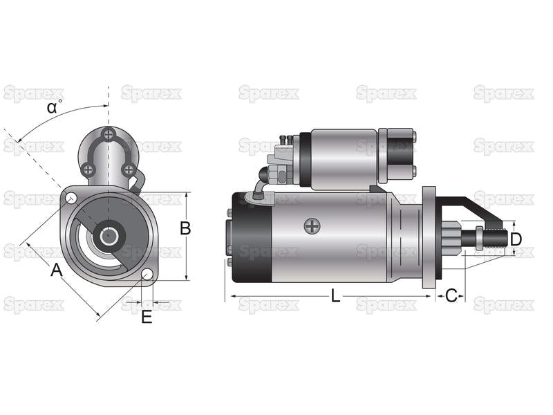 Motor de Arranque - 12V, 3.1Quilowatts (Sparex) (S.59332)