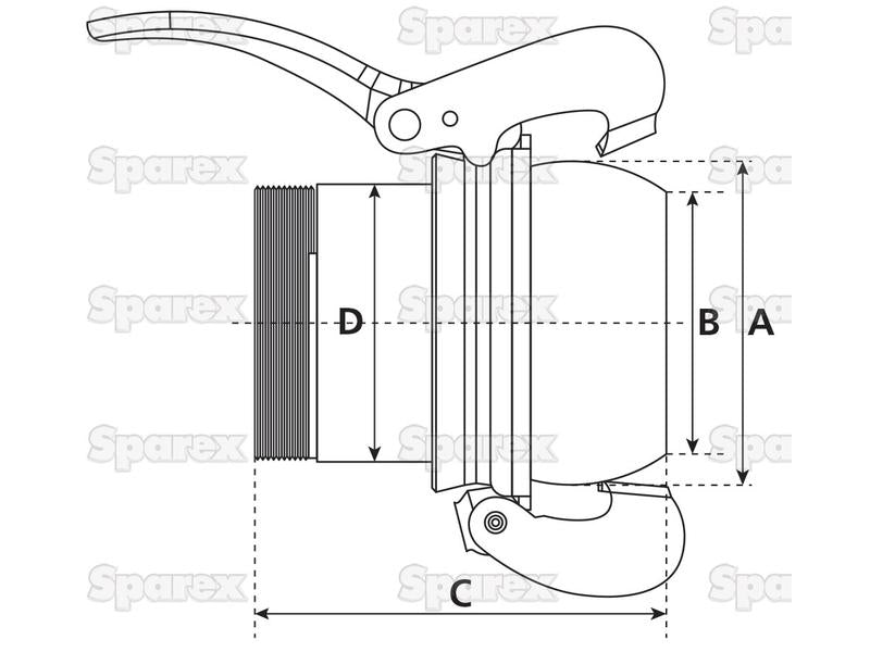 Acoplamento roscada - Macho 5'' (133mm) x 5'' BSPT (galvanizado) (S.59430)