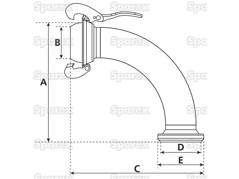 Acoplamento 90° Macho-Fêmea - 4'' (108mm) (galvanizado) (S.59441)