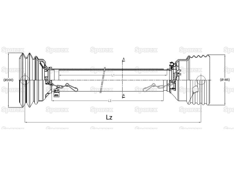 Protecção transmissão - Easylock homocinética, (Lz) Comprimento: 1010mm, Embalagem: Medium. (S.59624)