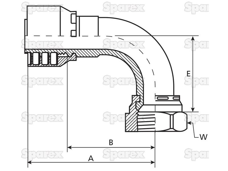 Parker JIC 37° Racord 5/8'' x 1 1/16'' x 12'' Fêmea 90° Swept Swivel (Short) (S.7231710)