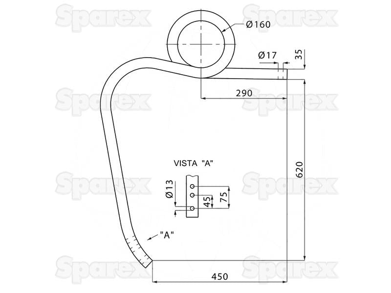 Mola vibrocultor - 35x35x620 Esquerdo (High Clearance) (S.72459)