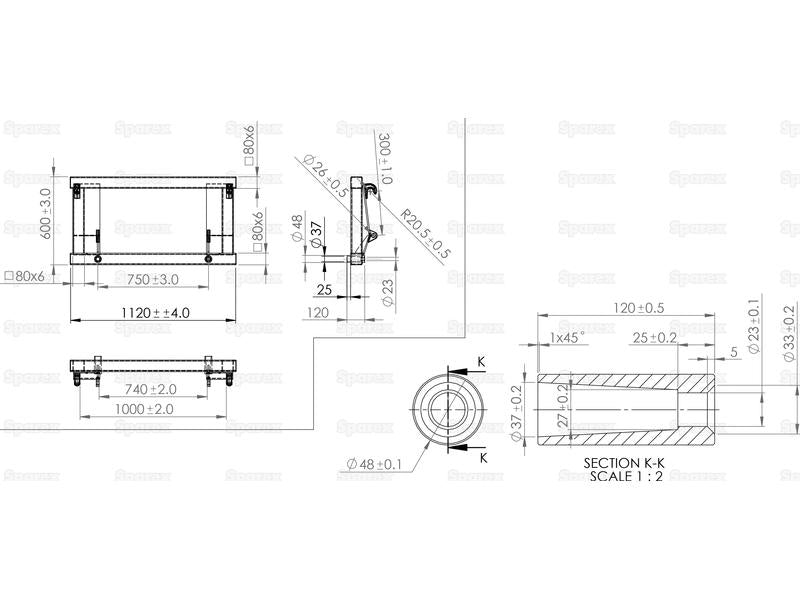 Armação - 2 bicos de 1100mm (Sparex Marca) (S.72468)