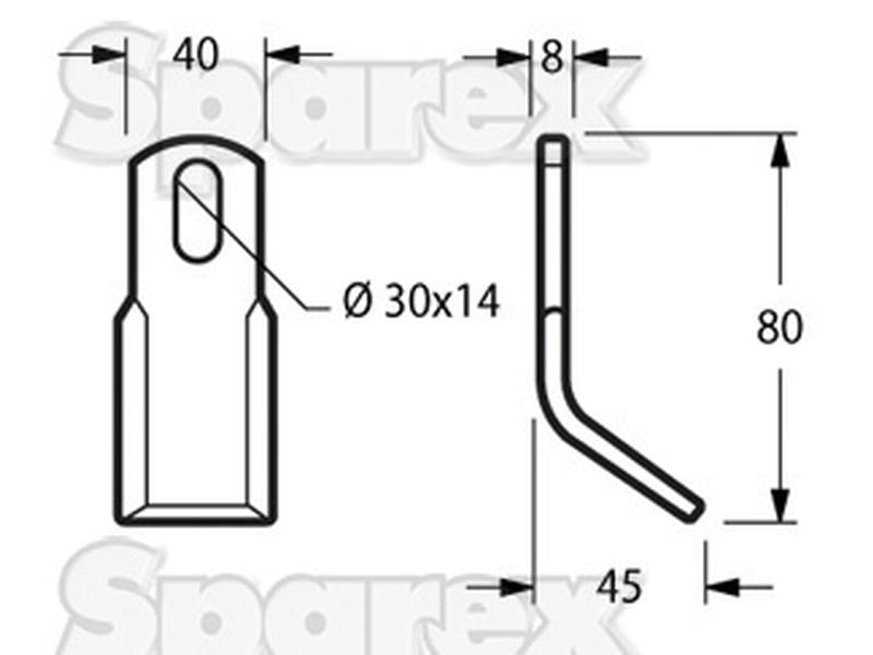 Martelo Comprimento: 80mm, Largura: 40mm. Aplicavel em: 0901049 (S.72532)