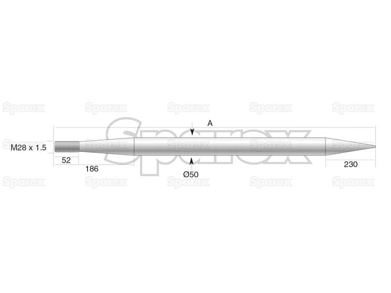 Bico - Direita 1400mm, Tamanho da rosca: M28 x 1.50 (Redondo) (S.72538)