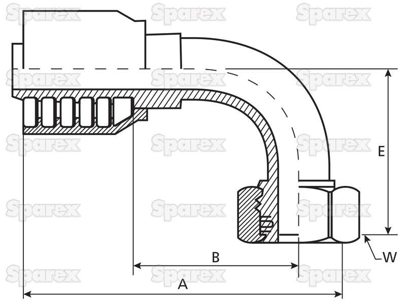 Parker Métrica Racord 1'' x M42 x 2.00 Fêmea 90° Swept Swivel Heavy Series (S.7434216)