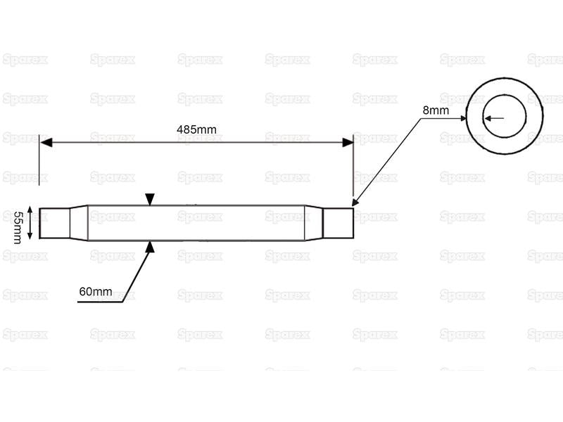 Tubo de 3º ponto - M36x3 Métrica - 483mm (S.74393)