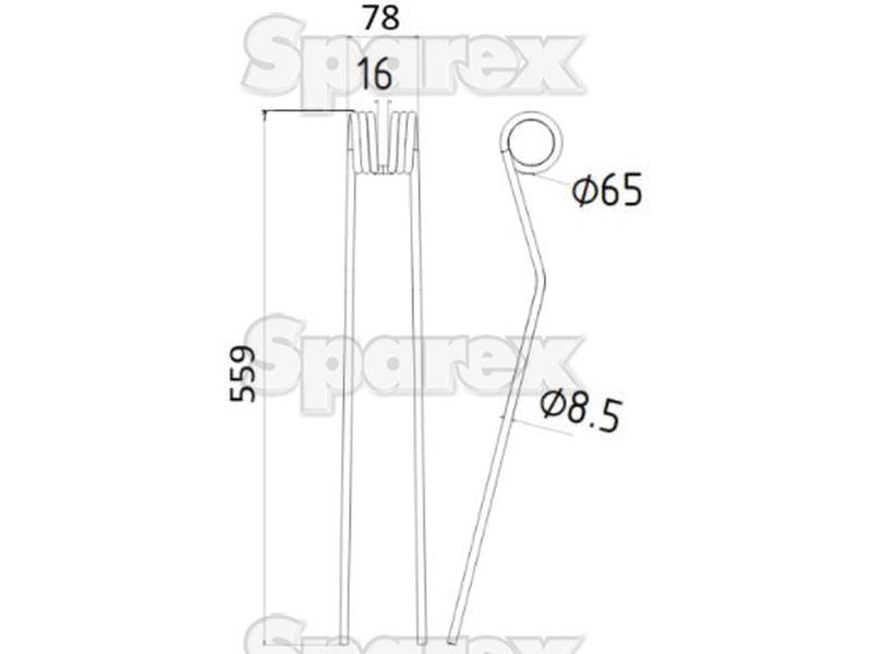 Mola Comprimento:559mm, Largura:78mm, Ø8.5mm - Acessorios para Pottinger Aplicavel em: 436033 (S.74804)