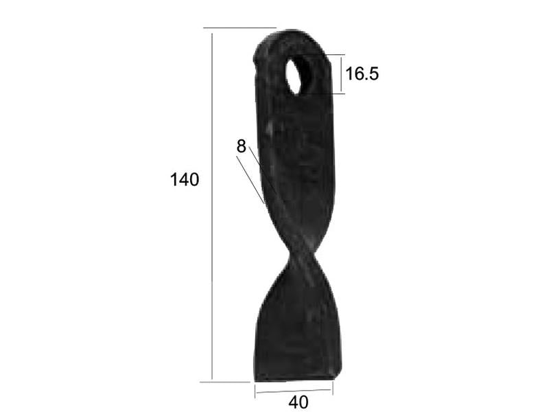 Martelo, Comprimento: 140mm, Largura: 40mm, Orifício Ø: 16.5mm, Espessura: 8mm. Acessorios para Kuhn, Nobili Aplicavel em: 36015091 (S.74809)