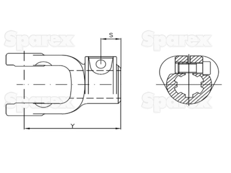 Forquilha de parafuso (Dimensão da cruzeta: 35 x 106.5mm) Tamanho: 1 3/4-6 Estrias (S.7528)