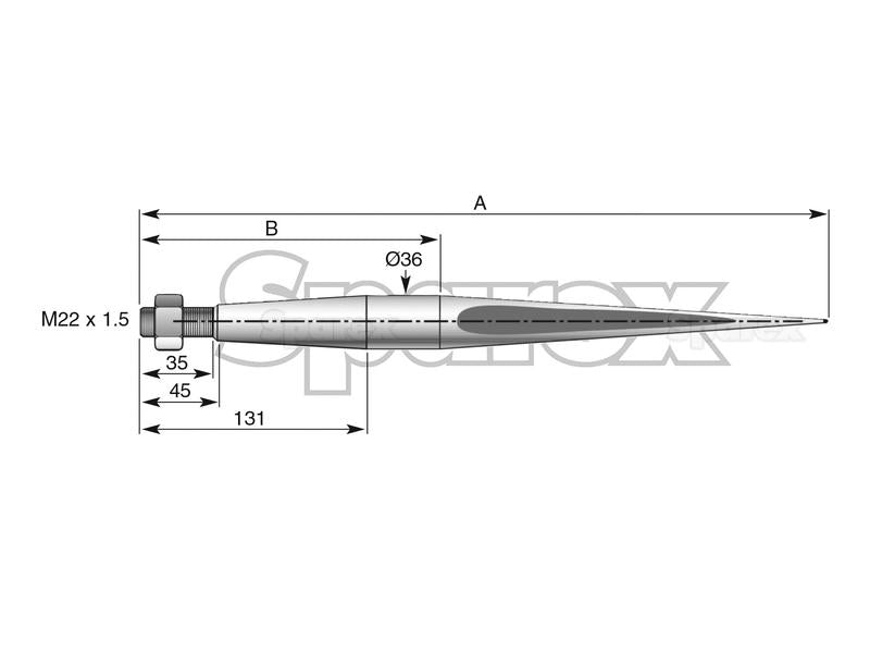 Bico - Direita 660mm, Tamanho da rosca: M22 x 1.50 (Quadrado) (S.77026)