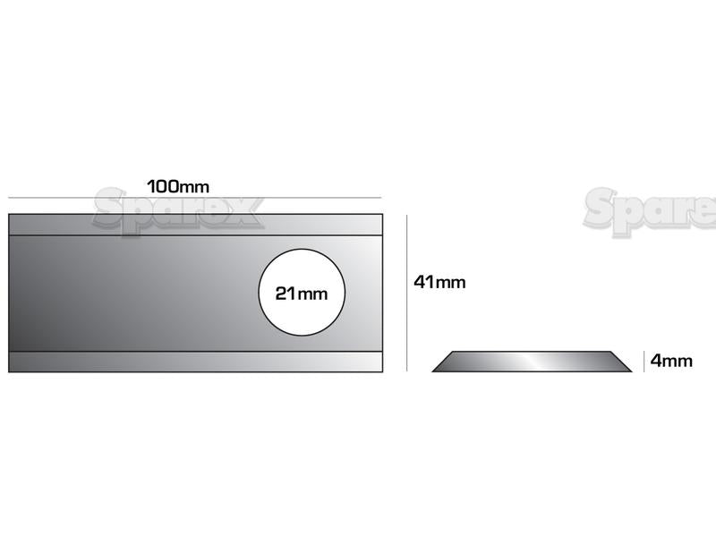 Faca - Faca plana - 100 x 41x4mm - Orifício Ø21mm - Esq./Dir. - Acessorios para Massey Ferguson Aplicavel em: 878104M2 (S.77059)