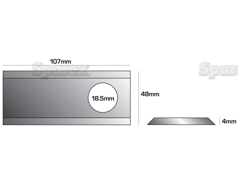 Faca - Faca torcida - 107 x 48x4mm - Orifício Ø18.5mm - Direito - Acessorios para Vicon Aplicavel em: 90261560 (S.77122)