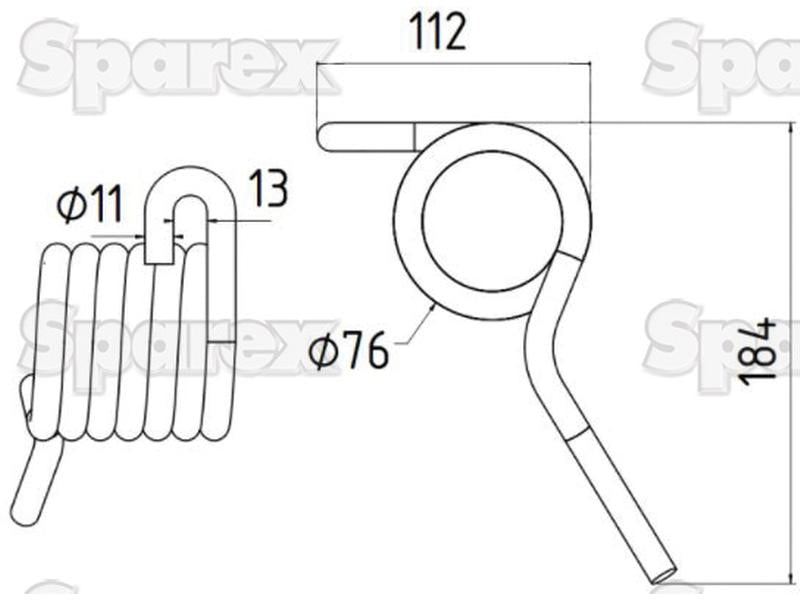 Mola - Direito - Comprimento:184mm, Largura:14mm, Ø11mm - Acessorios para Vicon, Rivierre Casalis Aplicavel em: 90036183 (S.77903)