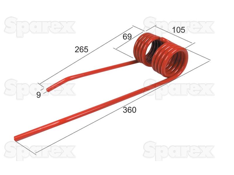 Mola - Esquerdo - Comprimento:360mm, Largura:105mm, Ø9mm - Acessorios para JF Aplicavel em: 14330201 (S.78063)