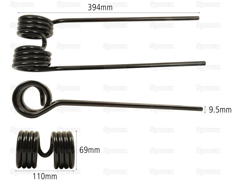 Mola - Esq./Dir. - Comprimento:394mm, Largura:110mm, Ø9.5mm - Acessorios para Kuhn Aplicavel em: 57609000 (S.78111)