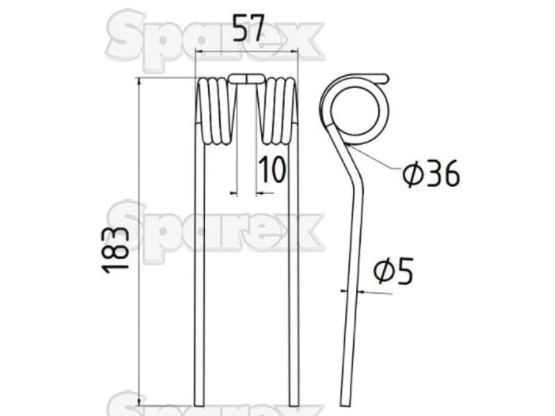 Mola - - - Comprimento:183mm, Largura:57mm, Ø5mm - Acessorios para Mengelle Aplicavel em: 03035653 (S.78133)