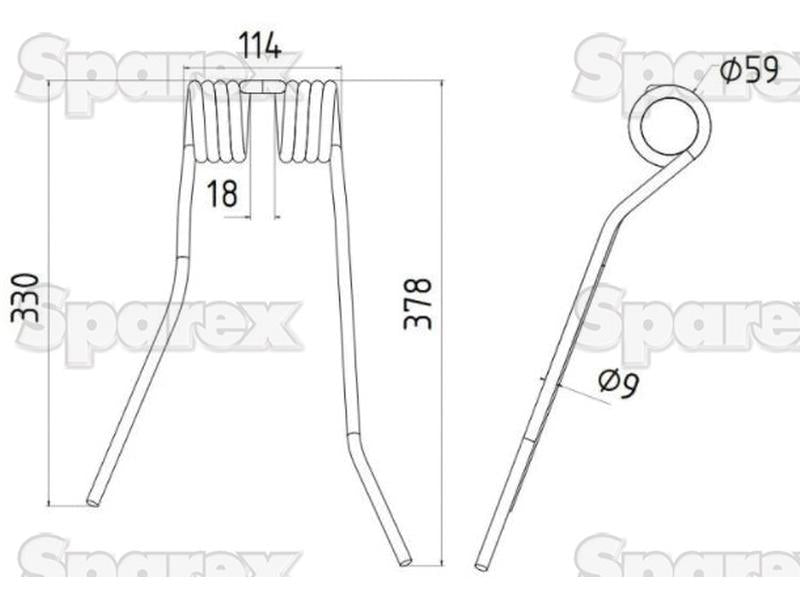 Mola - Esquerdo - Comprimento:378mm, Largura:114mm, Ø9mm - Acessorios para PZ, Fransgard, Pottinger, Sitrex Aplicavel em: PZ110 (S.78151)