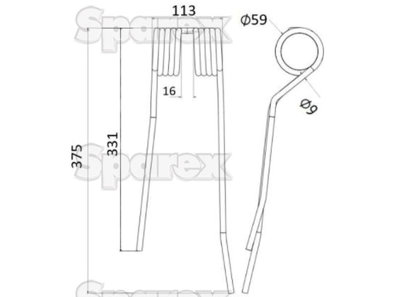 Mola - Direito - Comprimento:375mm, Largura:113mm, Ø9mm - Acessorios para PZ Aplicavel em: PZ225 (S.78164)