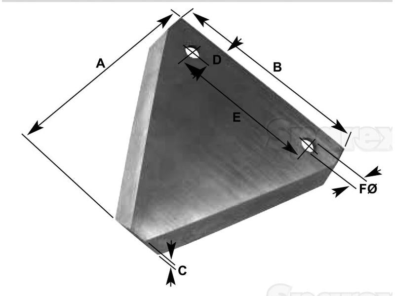 Faca - 80x76x2mm - Orifício Ø5.5mm - Centros de orifícios em 51mm - Acessorios paraMassey Ferguson Aplicavel em: 817020M1 (S.78330)