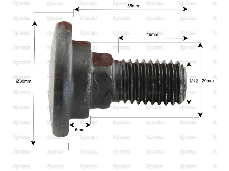 Parafuso C/ Porca- M12x35mm - Acessorios para Taarup, Kverneland Aplicavel em: 56.403.00 (S.78395)