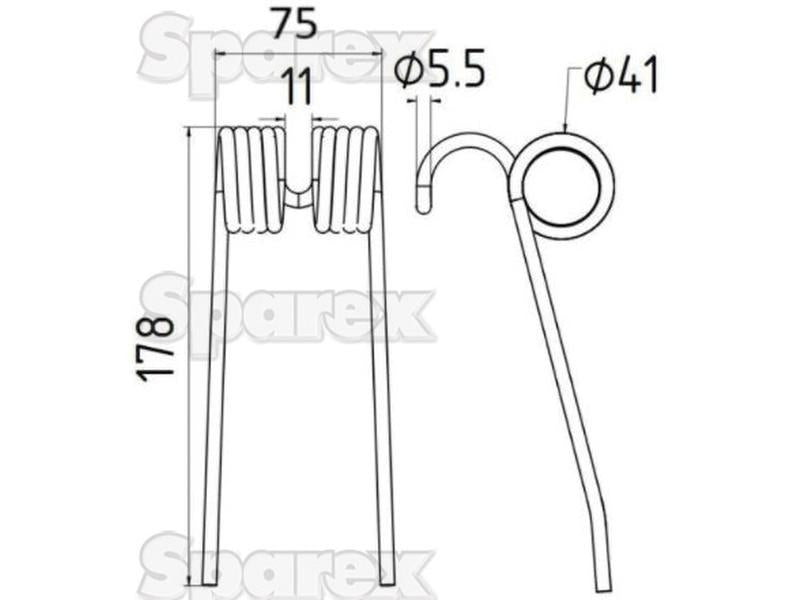 Mola - Esq./Dir. - Comprimento:178mm, Largura:75mm, Ø5.5mm - Acessorios para Carraro Aplicavel em: 30500015 (S.78986)