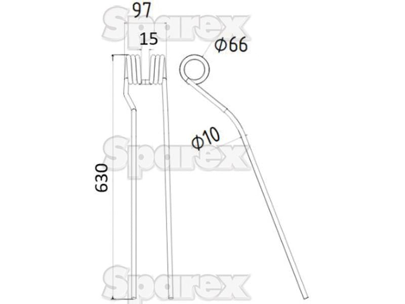 Mola - Esquerdo - Comprimento:630mm, Largura:97mm, Ø10mm - Acessorios para Krone Aplicavel em: 2650640 (S.79223)