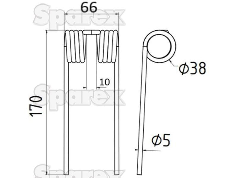 Mola Comprimento:170mm, Largura:66mm, Ø5mm - Acessorios para Vicon, Case IH Aplicavel em: 16618868 (S.79620)