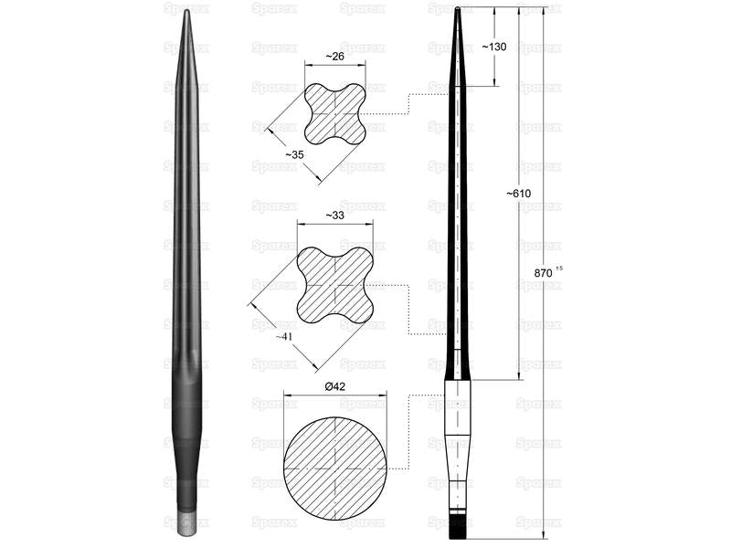 Bico - Direita 870mm, Tamanho da rosca: M27 x 1.50 (Estrela) (S.79785)