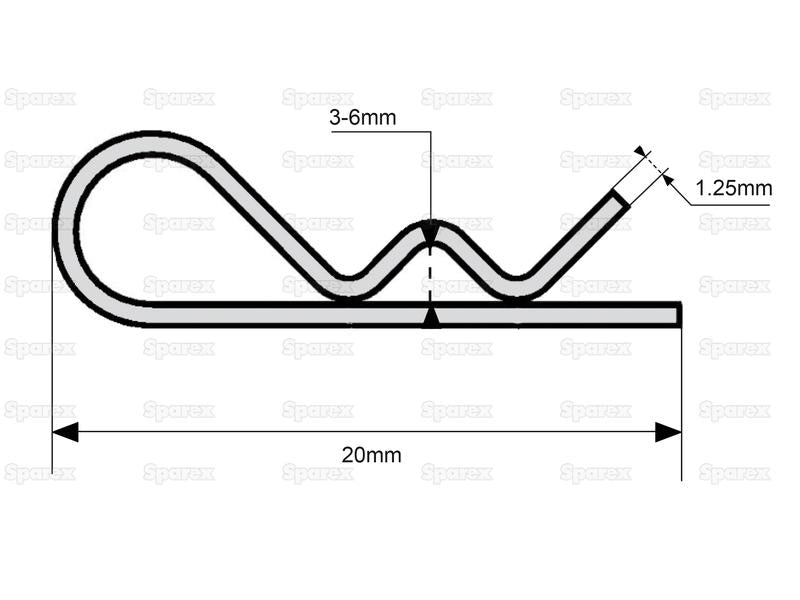 Cavilha tipo R Ø1.25mm x 27mm (S.7)