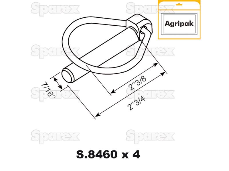 Cavilha mola tipo Pêra Ø11mm x 70mm (4 un Agripak) (S.8461)