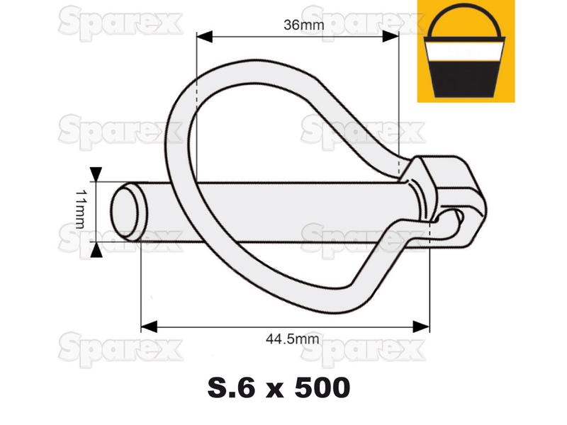 Cavilha mola tipo Pêra Ø11mm x 44.5mm (500 un Balde grande) (S.8482)