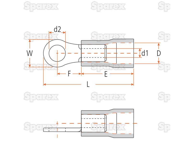 Terminal, Aperto Standard, 6.4mm, Amarela (4.0 - 6.0mm) (S.8551)