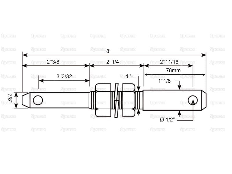 Munhao - Categoria dupla 22 - 28x203mm, Tamanho da rosca 7/8x57mm Tamanho da rosca 1/2 (S.900205)